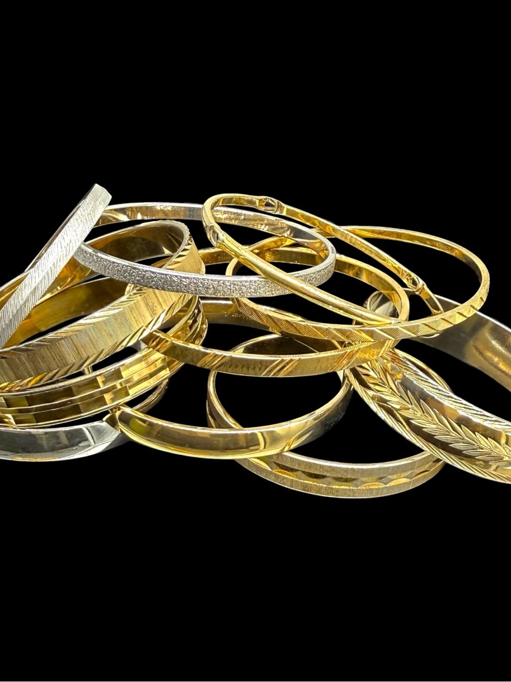 VINTAGE MONET TRIFARI Gold & Silver Tone Stackable Bangle Bracelets Jewelry Lot